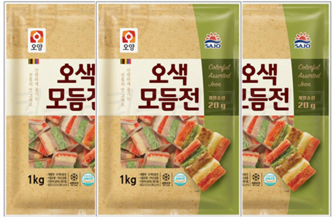 사조오양 오색 모듬전 1kg (20gx50개입) x 3개 / 냉동 오색전 산적꼬치 명절음식, 3kg, 1개
