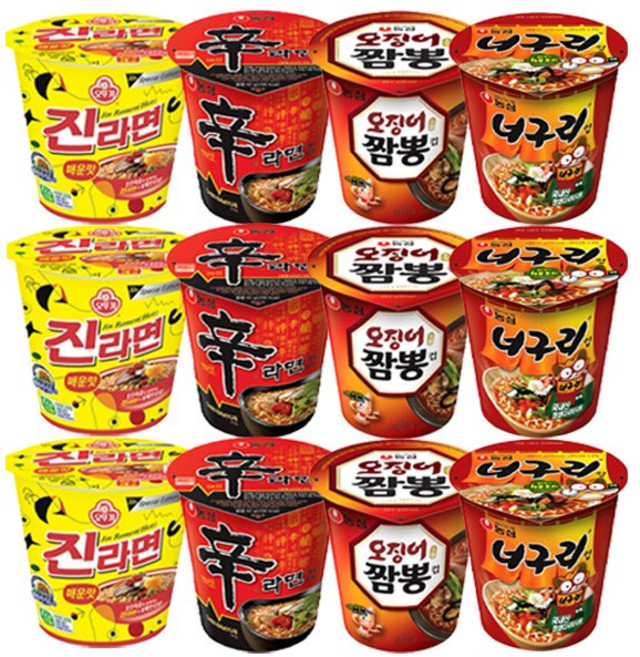 진라면 매운맛 3개+신라면 3개+오징어짬뽕 3개+너구리 3개 소컵 골라담기, 1개