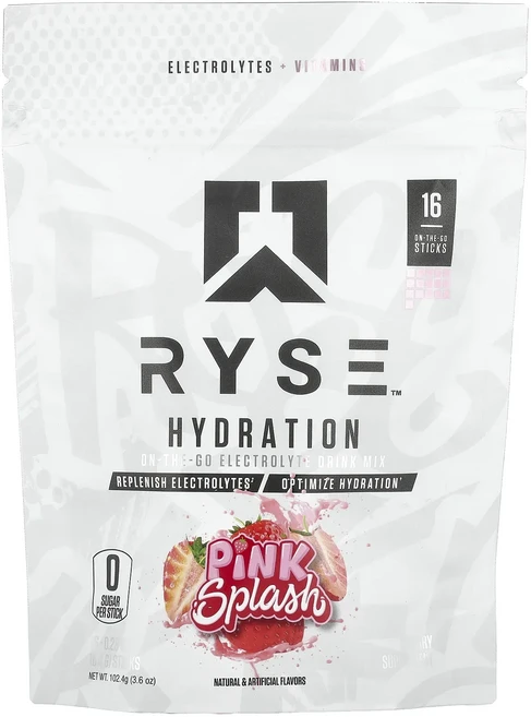효과가 좋은 RYSE Hydration 휴대용 전해질 드링크 믹스 핑크 스플래시 스틱 16개 개당 6.4g(0.23oz) 최저가격, RYSEHydration휴대용전해질드링크믹스핑크스플래시 - 쿠팡