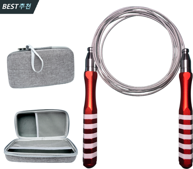 로픽 프리미엄 와이어 RPM 다이어트 원터치조절 고속회전 스피드 베어링 하드케이스 성인 줄넘기, 1개, 레드