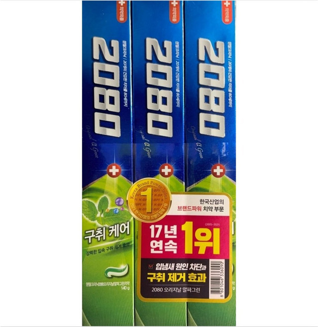 2080 그린 구취케어140gX3입, 140g, 3개