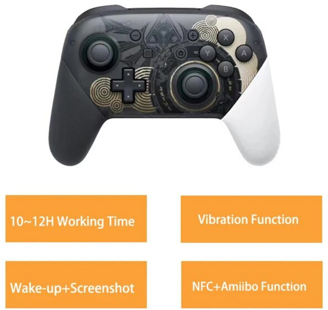 loftysol 스위치 호스트 무선 블루투스 프로 게임 컨트롤러 6 축 자이로 진동 NFC PC 스팀 패드, 1개, 6.Tears of Kingdom NFC