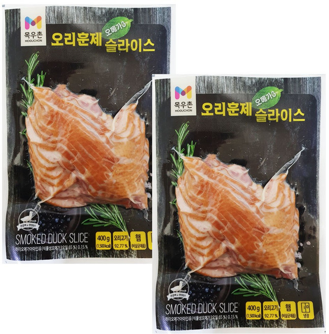 목우촌 오메가3 오리훈제 슬라이스, 2개, 400g