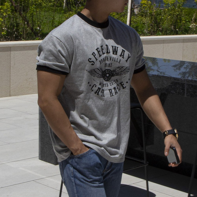 에스티오 머슬핏 스피드웨이 링거 반팔티셔츠 짐웨어