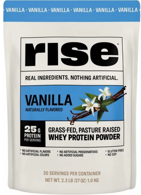 bcaa 에너지 벌크업 라이즈 그라스 피드 유청 단백질 파우더 바닐라 | 25g 인공 향료 색소 또 방부제 없음 무설탕 글루텐 프리 대두 (2.3파운드), Vanilla, 30 Servings, 1개, 1kg - 쿠팡
