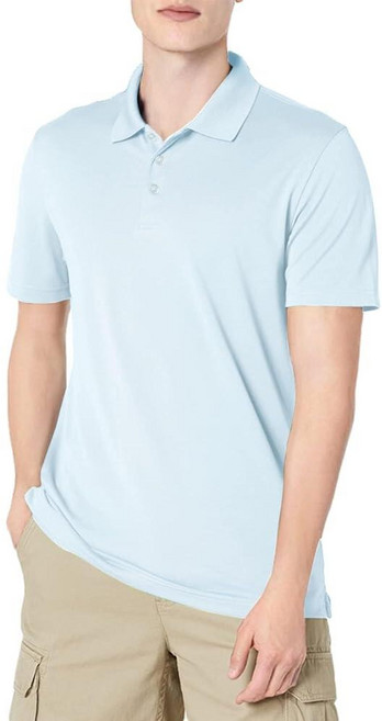 아마존 에센셜 Amazon Essentials 남성용 슬림핏 퀵드라이 골프 폴로 셔츠 블랙 M 333914, 재활용 폴리에스터, 라이트 블루