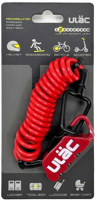 유락 미니 케이블 자전거 킥보드 오토바이 잠금장치, 레드, 1개