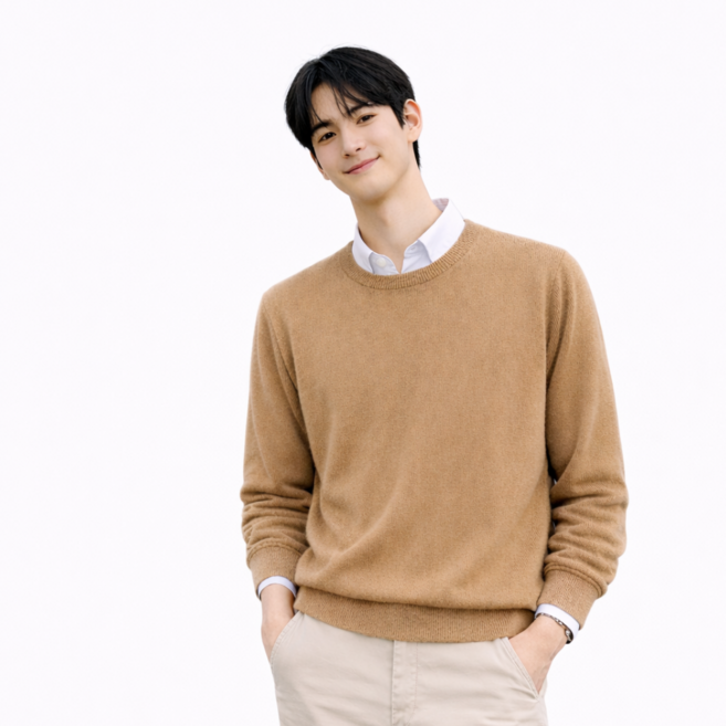 MS HOME 라운드 니트 긴팔 남성 빅사이즈