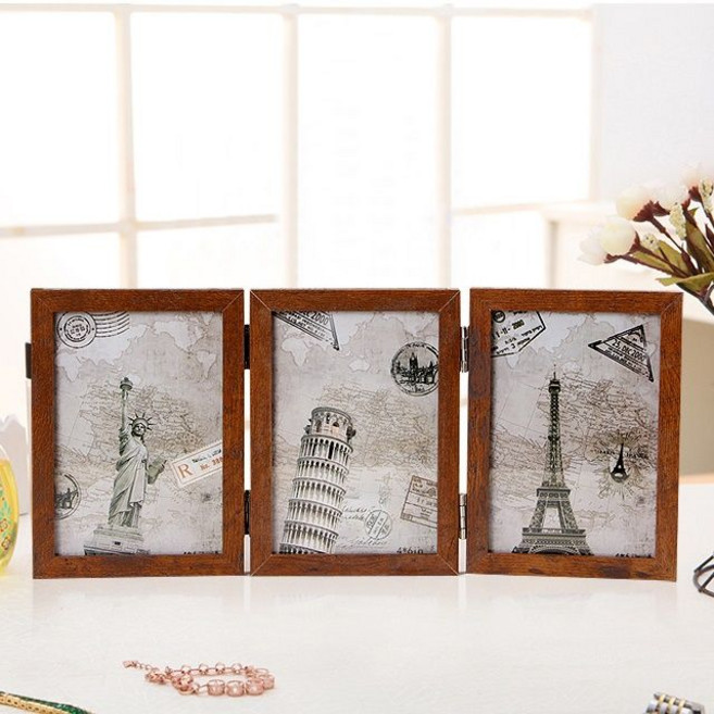 거실 탁자 애인 양면 슬라이드 3단 접이식 액자 4x6 탁상액자 액자틀 소형액자 액자세트 가족사진액자 우드액자 포토액자 아크릴액자 웨딩액자 포토테이블액자 심플액자 나무액자 사진인화, 빠른배송