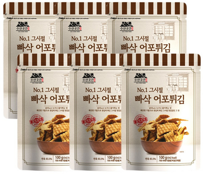 [수산곳간] 그시절 빠삭 어포튀김 100g 6봉, 6개