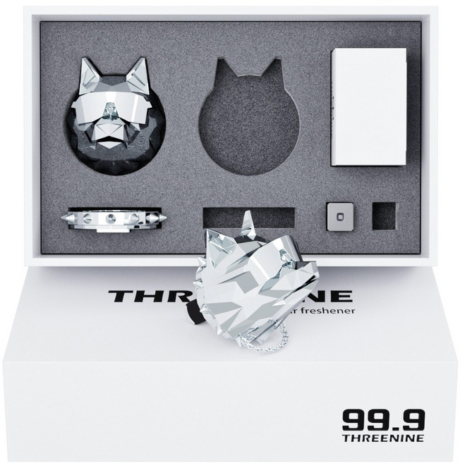 쓰리나인 차량용 방향제 불독 힙한늑대 2종세트 (본체2p+향2p), 실버, 시트러스 그린, 1개