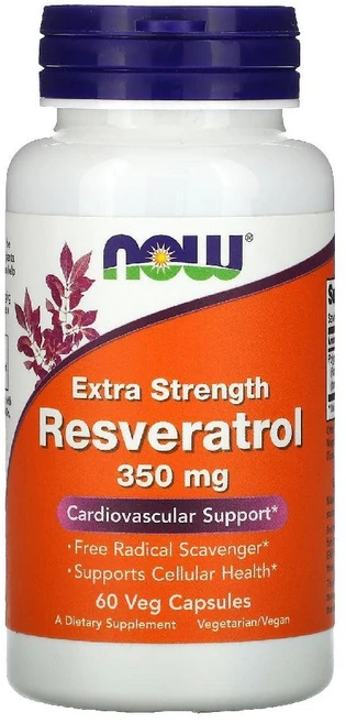 NOW Foods 나우푸드 엑스트라 스트렝스 레스베라트롤 350mg 베지캡슐 60정, 60회분, 1개 - 쿠팡