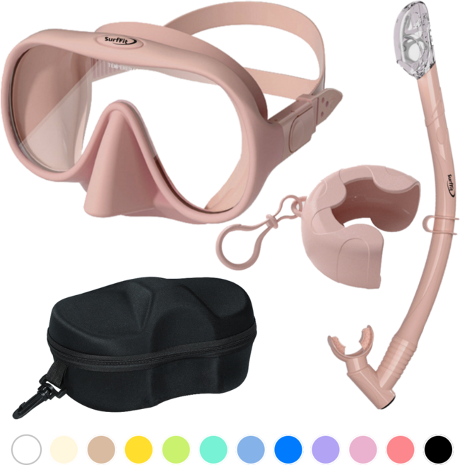 써핏 물유입차단 접이식 스노쿨링 세트, 파우더 핑크