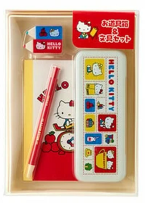 일본 산리오 키티 필통 문구 세트, 1개, 혼합색상