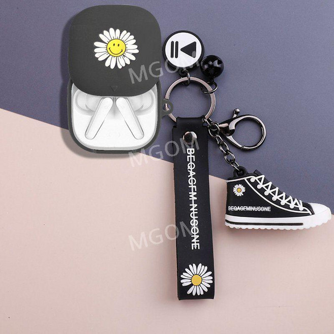 리버티5 케이스 호환 실리콘 보호 Soundcore Liberty 5 무선 블루투스 이어폰, 블랙꽃+스니커즈, 1개