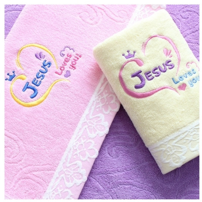 (DOD말씀타올) 레이스 세면수건 - JESUS, 인쇄없음（말씀자수만있어요）, 롤케익케이스, 핑크, 1개