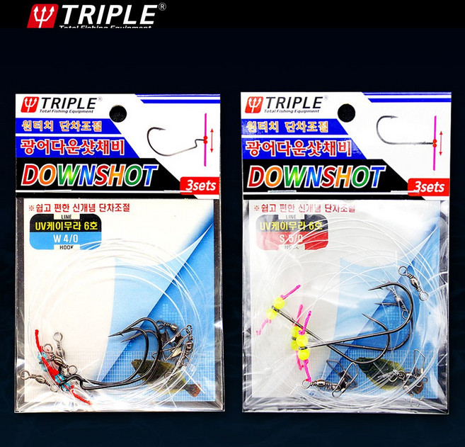 트리플 광어 다운샷채비 원터치 단차조절 외수질채비 면사 생미끼, 1개, 1개입