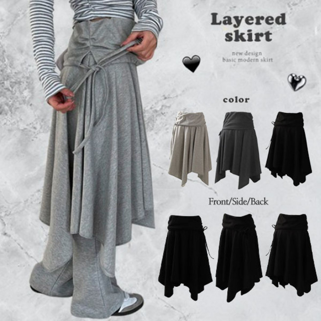 요즘인기 대세템 힙커버 레이어드 끝판왕 3color / 뮤코언발리본미디플레어스커트JCT