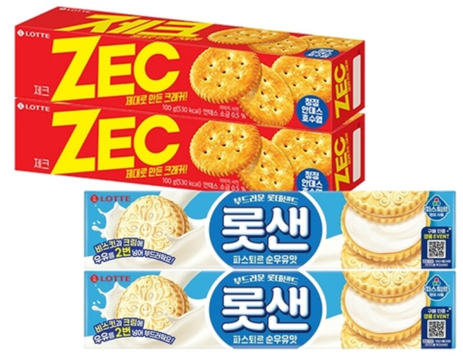 롯샌 파스퇴르 순우유맛 105g x2개+제크 오리지날 100g x2개, 410g, 1세트