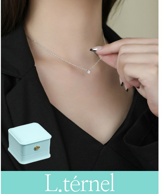 르떼르넬 LSSNC002 Sterling Silver 리얼 법정 순은 925 클래식 기본 심플 스톤 여자 실버 목걸이 은목걸이