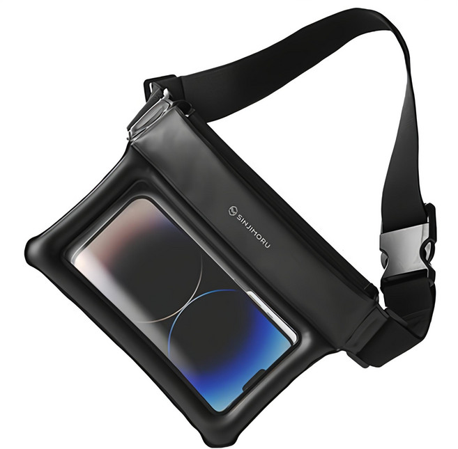 신지모루 IPX8 다용도 수납 에어쿠션 스마트폰 방수팩, 블랙, 1개