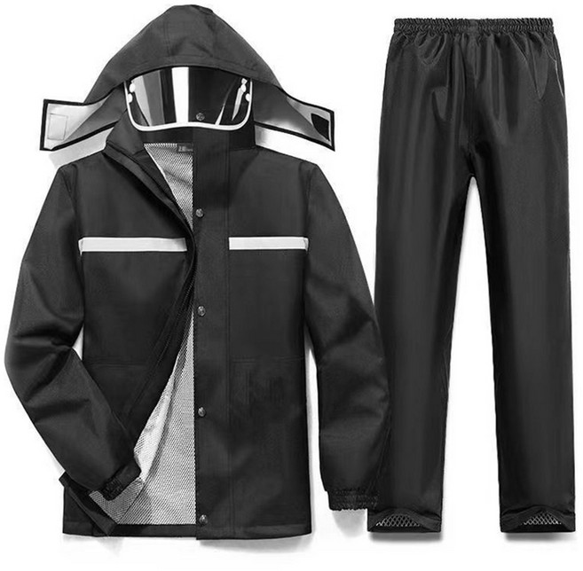 노스바이크 프리미엄 오토바이 우비 상하의 세트 초강력방수 배달우비, 블랙