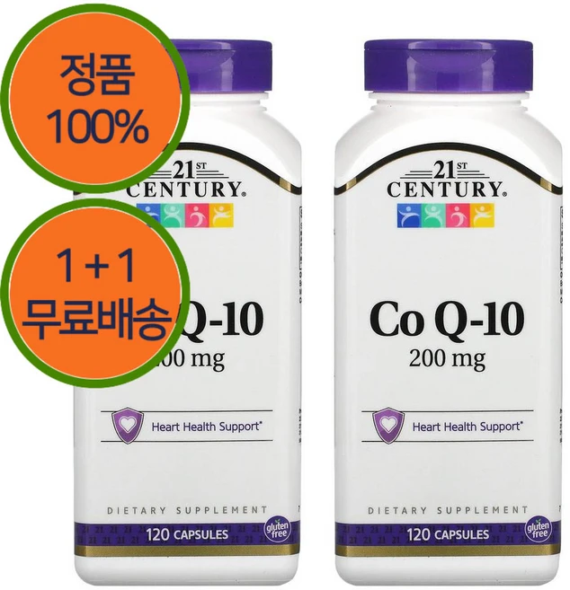 1+1 21세기 센트리 코큐텐 200mg 120캡슐 코엔자임 Q10 큐텐 CoQ10 2개, 120정 - 쿠팡