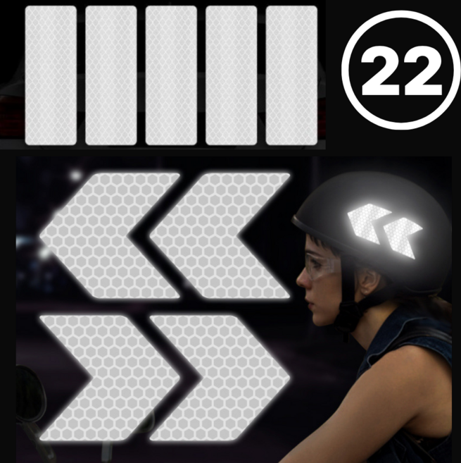 자전거 오토바이 헬멧 야간 고휘도 반사 야광 안전 스티커, 화이트, 22개