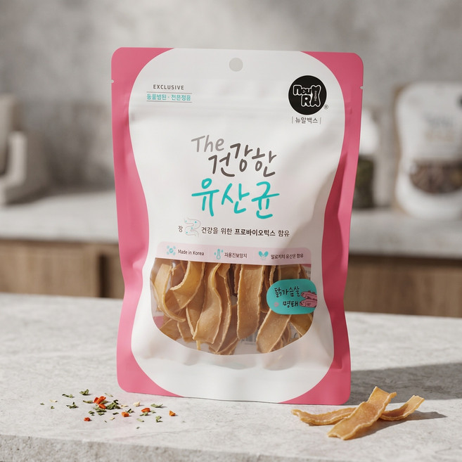 뉴알엑스 더 유산균 건강한 닭가슴살 닭고기+명태 50g 1개