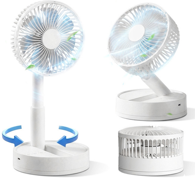 Giilight 무선 저소음 탁상용 선풍기 자동회전 접이식 타이머 선풍기, 흰색, 업그레이드