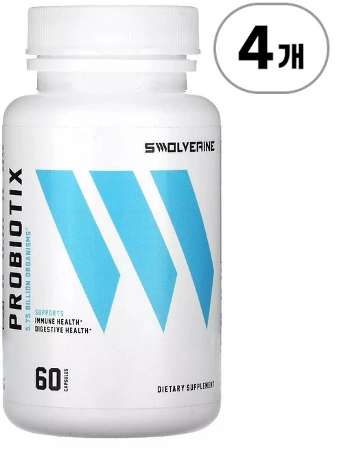 스울버린 프로바이틱스 Swolverine Probiotix 9 mg 60정, 4개 - 쿠팡