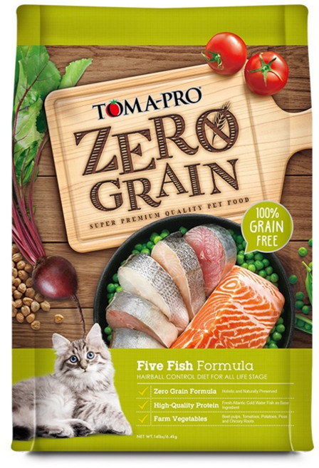 TOMA-PRO ZERO GRAIN 五種魚配方 全齡貓乾糧, 6.35kg, 1包, 鮭魚+白魚