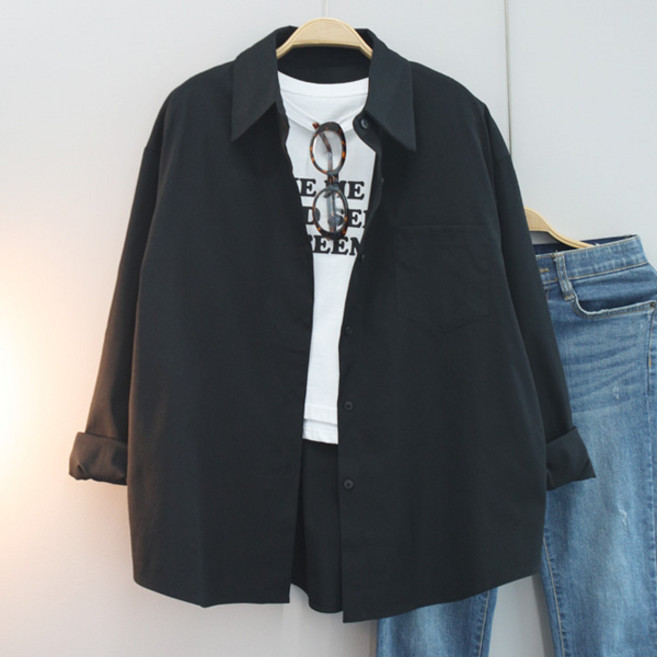 달콩 여성 빅사이즈 봄신상 심플리오버핏카라셔츠