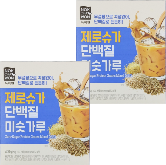 녹차원 제로슈가 단백질 미숫가루, 400g, 2개