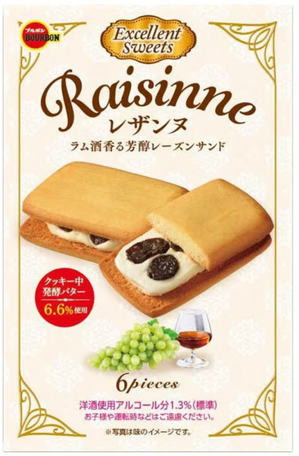 부르봉 레잔누 레이즌 크림 샌드 쿠키 6개입, 1개