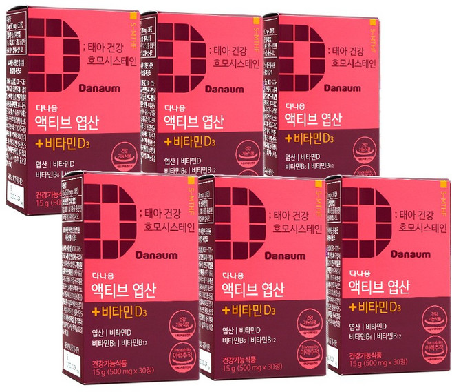 다나음 4세대 활성형 엽산, 엽산 30정x6박스(6개월분), 30정, 6개