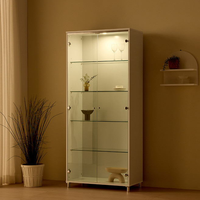 앤탑퍼니처 허브라인(기본형/플러스)강화유리장식장 진열장 수납장 레고 굿즈 피규어 양주 술 조명 할로겐진열장, 허브라인(플러스)800화이트