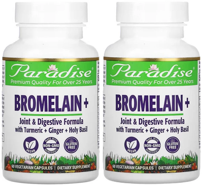 파라다이스허브 브로멜라인+ 베지 캡슐 60정, 2팩 - 쿠팡