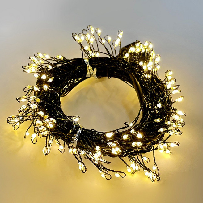 홈트너 크리스마스 트리장식 좁쌀전구 + 점멸기 + 리모컨 세트, 전구색+검정선, 200구, 6m, 1세트