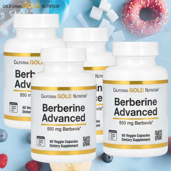 베르베린 어드밴스드 베르베비스 파이토좀 버베린 550mg 60캡슐 4병 캘리포니아골드, 60정, 4개