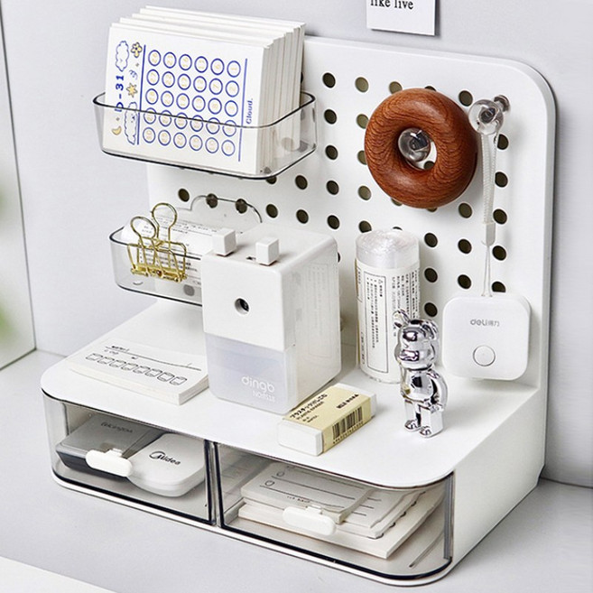 유니팡 수납 정리 타공보드 데스크 정리함, 1개, 화이트