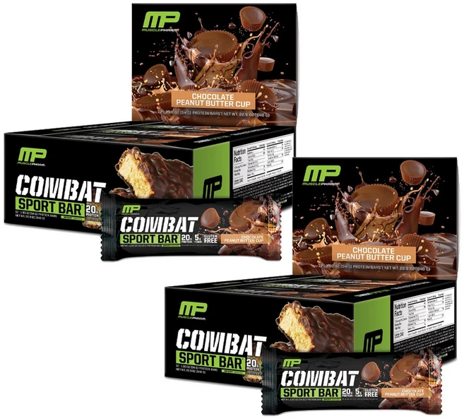 머슬팜 컴뱃 크런치 스포츠 프로틴 바 초콜릿 피넛 버터 컵 12개입, 648g, 2개 - 쿠팡