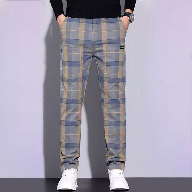 남자 체크 바지 스판 캐주얼 6포켓 통바지 Men's trousers 5K667