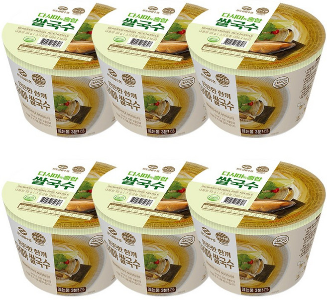 바다본 든든한 한끼 다시마&홍합 쌀국수, 93g, 6개