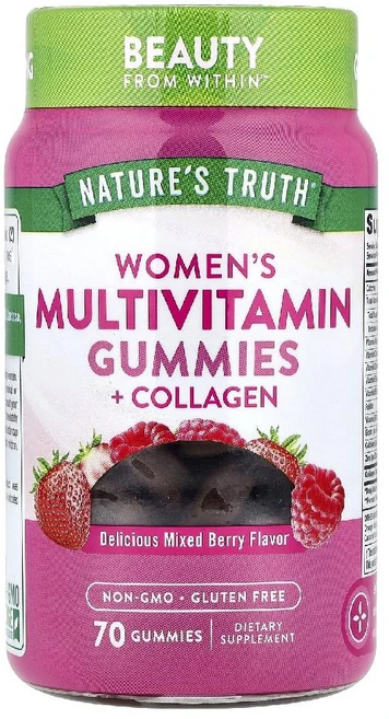 네이처스 트루스 우먼스 멀티비타민 구미 콜라겐 Nature's Truth Women's Multivitamin Collagen 70정, 1개 - 쿠팡