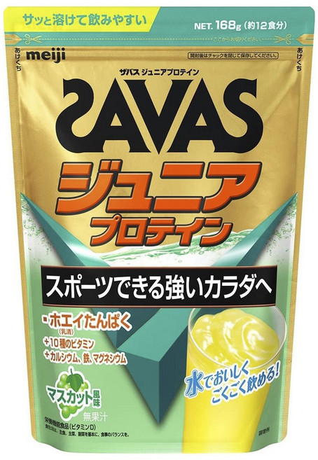 meiji 明治 SAVAS Junior Protein 100孩童蛋白粉 麝香葡萄口味, 1包, 168g
