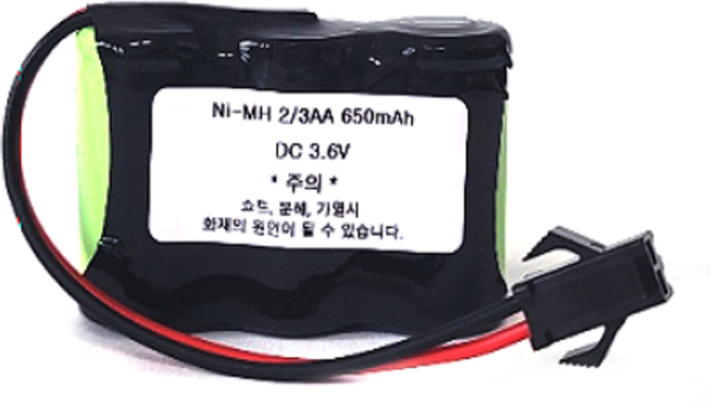 MP 2/3AA 3.6V 650mAh JST-2P Ni-MH 니켈수소 RC 드론 RC카 배터리 충전지 충전배터리, 1개