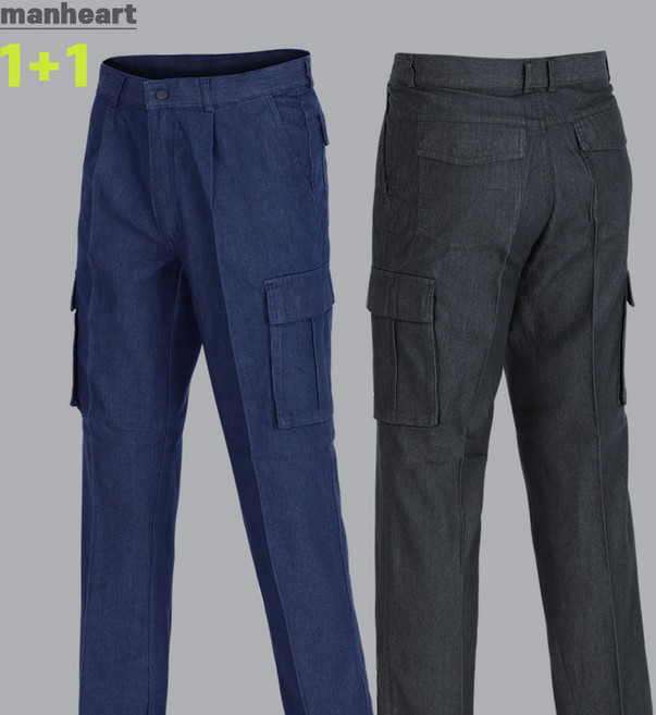 1+1 맨하트 춘추 스판 카고 작업청바지 건빵주머니 일상복 작업복 빅사이즈
