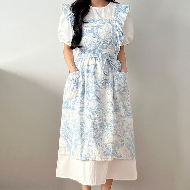 코지데일리 여성 주방 앞치마 카페 어린이집 예쁜 얼집 보육교사 원피스 유치원 선생님, 1개, 600A앞치마마린