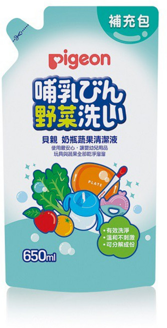 Pigeon 貝親 奶瓶蔬果清潔液 補充包 650ml, 1個
